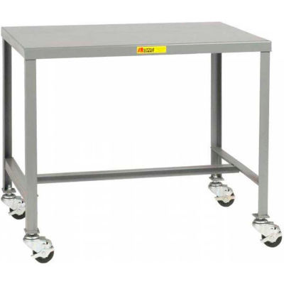 Petit géant® table de machine mobile W / étagère, bord carré en acier, 36 « L x 24 « P x 36 « H, Gris