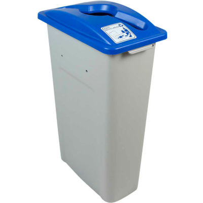 Busch Systems Watcher déchets unique - Mixte Recyclables, 23 gallons, gris/bleu - 100942