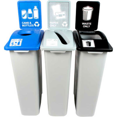 Busch Systems Watcher déchets Triple - Canettes & bouteilles / / déchets de papier, 69 gallons, gris - 100992
