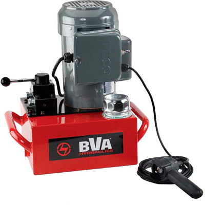 Pompe électrique hydraulique BVA, 1 HP, 2 gallons, vanne manuelle 4 voies / 3 positions, pendentif 10 '