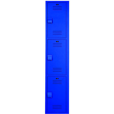 Bradley® 3-Tier 3 Door Lenox Plastic Locker, 12"L x 12"P x 60"H, Deep Blue, Assemblé