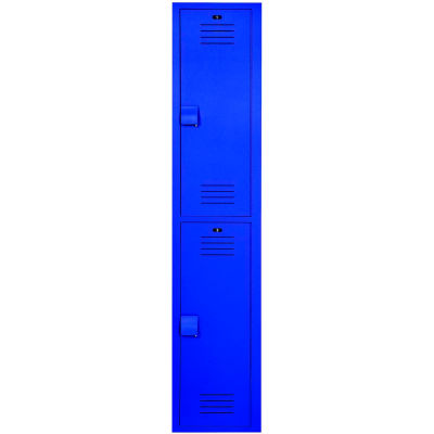Bradley® 2-Tier 2 Door Lenox Plastic Locker, 12"L x 15"P x 72"H, Deep Blue, Assemblé