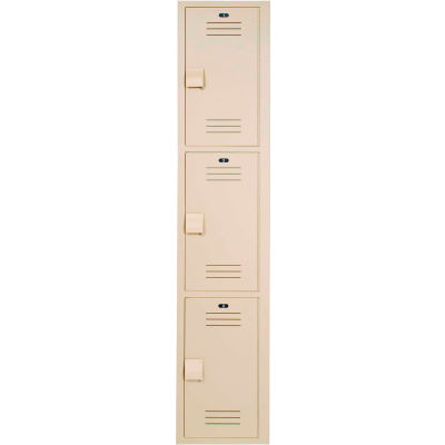 Bradley® 3-Tier 3 portes Lenox Plastic Locker, 15"L x 18"P x 72"H, beige, assemblé