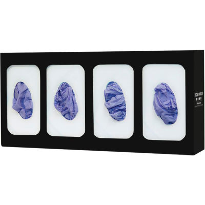 Distributeur de boîte à gants Bowman® - Quad - Divisé 21,19"L x 10"H x 3,81"P, Noir