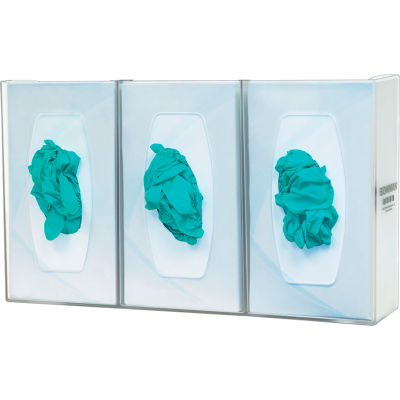 Bowman® Triple Glove Box Distributeur, divisé, 17,08"L x 10,11"H x 4,22"D, Semi-Transparent