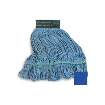 Carlisle 369448B14 Looped-End Mop Head With Green Band Pack of 12 Blue Medium 