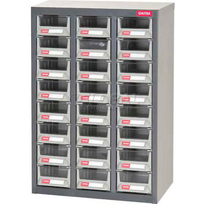 Shuter Parts Drawer Cabinet, 24 Drawers, Floor unit, 17-1/2W x 8-3/4D x  25-1/4H