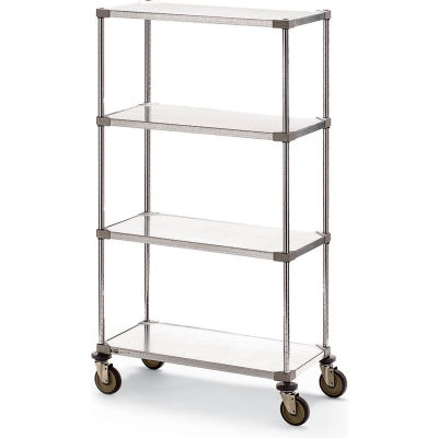 Metro® Super Erecta Shelf Truck w/4 Shelves, 900 lb. Capacity, 60"L x 24"W x 68"H, Silver