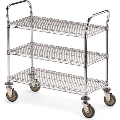 Metro® Wire Cart w / 3 étagères, 900 lb. Capacité, 36"L x 18 » L x 39-1/2"H