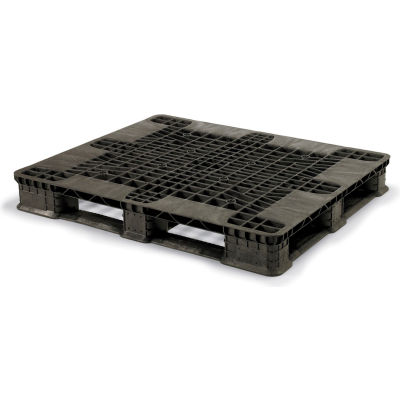 Orbis Stackable Stack’R Open Deck Pallet, Plastique, 4 voies, 48 » x 40 », 30000 Lb Stat Cap, Noir