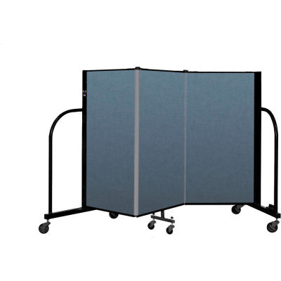 Screenflex Portable Room Divider 3 Panel, 4'H x 5'9"L, Fabric Color: Blue