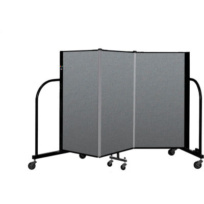 Screenflex Portable Room Divider 3 Panel, 4'H x 5'9"W, Fabric Color: Gray