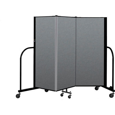 Screenflex Portable Room Divider 3 Panel, 5'H x 5'9"L, Fabric Color: Gray