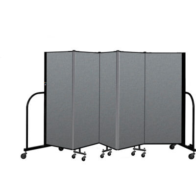 Screenflex Portable Room Divider 5 Panel, 5'H x 9'5"W, Fabric Color: Gray