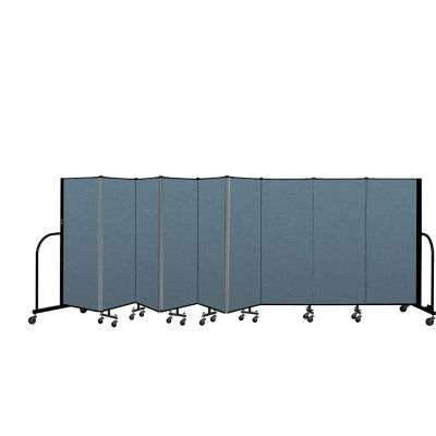 Screenflex Portable Room Divider 9 Panel, 5'H x 16'9"L, Fabric Color: Blue