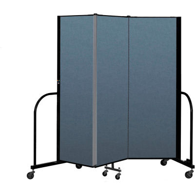 Screenflex Portable Room Divider 3 Panel, 6'H x 5'9"L, Fabric Color: Blue