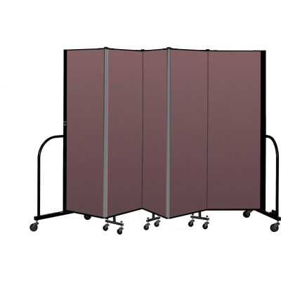 Screenflex Portable Room Divider 5 Panel, 6'H x 9'5"L, Fabric Color: Mauve