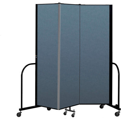 Screenflex Portable Room Divider 3 Panel, 6'8"H x 5'9"L, Fabric Color: Blue