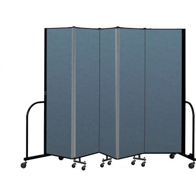 Screenflex Portable Room Divider 5 Panel, 6'8"H x 9'5"L, Fabric Color: Blue