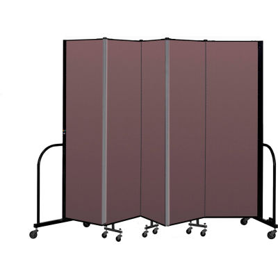 Screenflex Portable Room Divider 5 Panel, 6'8"H x 9'5"L, Fabric Color: Mauve