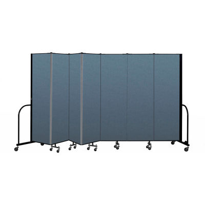 Screenflex Portable Room Divider 7 Panel, 6'8"H x 13'1"L, Fabric Color: Blue