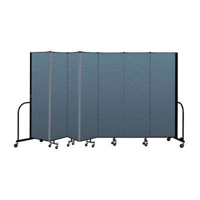 Screenflex Portable Room Divider 7 Panel, 6'8"H x 13'1"W, Fabric Color: Blue