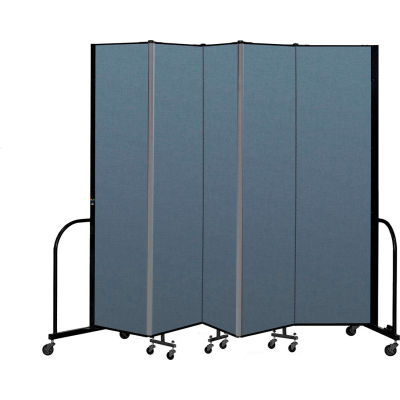 Screenflex Portable Room Divider 5 Panel, 7'4"H x 9'5"W, Fabric Color: Blue
