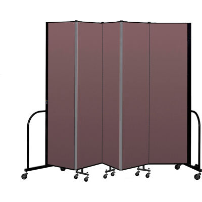 Screenflex Portable Room Divider 5 Panel, 7'4"H x 9'5"L, Fabric Color: Mauve