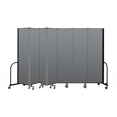 Screenflex Portable Room Divider 7 Panel, 7'4"H x 13'1"W, Fabric Color: Gray