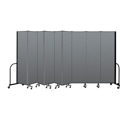 Screenflex Portable Room Divider 9 Panel, 7'4"H x 16'9"L, Fabric Color: Gray