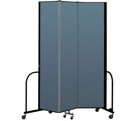 Screenflex Portable Room Divider 3 Panel, 8'H x 5'9"W, Fabric Color: Blue
