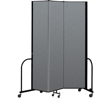 Screenflex Portable Room Divider 3 Panel, 8'H x 5'9"W, Fabric Color: Gray