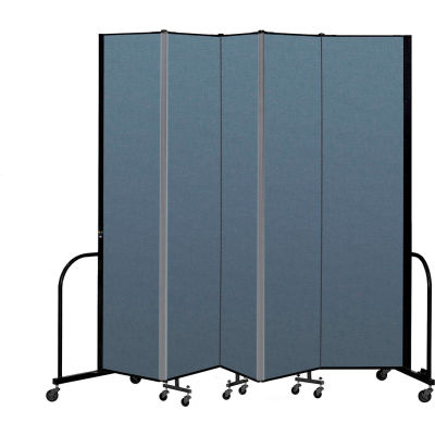 Screenflex Portable Room Divider 5 Panel, 8'H x 9'5"L, Fabric Color: Blue