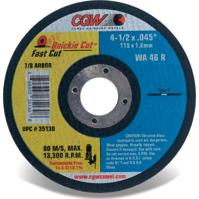 CGW abrasifs 35130 Fast Cut coupe fine roue 4-1/2 "x 0,045" x 7/8 "oxyde d’aluminium de Type 1 - Qté par paquet : 25