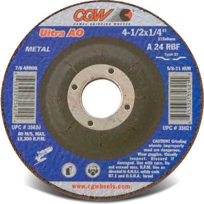 CGW abrasifs 35621 à moyeu déporté 4-1/2 "x 1/4" x 5/8-11 INT T27 24 grains d’oxyde d’aluminium de roue - Qté par paquet : 10