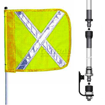 10' heavy Duty Split Pole AVERTISSEMENT fouet sans lumière, 12 "x 11 » Yellow w / X pavillon Rectangle
