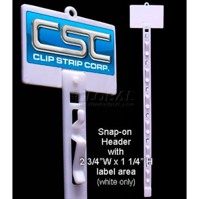 Clip Strip®, 6 Station, W/Tape & en-tête, 18-1/4" L, blanc - Qté par paquet : 500