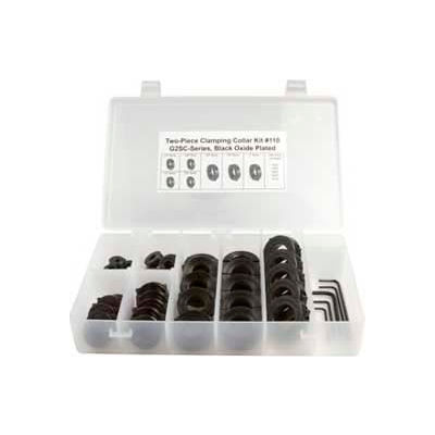 Climax Metal, Two-Piece Clamping Collar Kit, COLLAR KIT #110, 40-Piece, Black Oxide