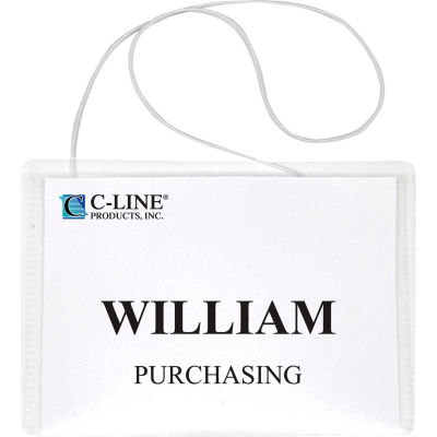 C-Line® suspendus Style nom arborant un cordon élastique, 4 "x 3", clair, 50/boîte