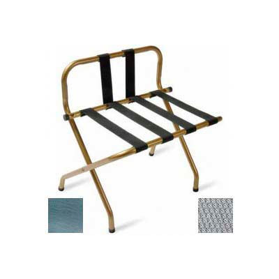 Luxury High Back Chrome Luggage Rack w/ Back Strap, Silver Straps, 6 Pack - Pkg Qty 6