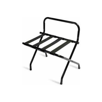 Luxury High Back Black Luggage Rack with Black Straps - 1 Pack