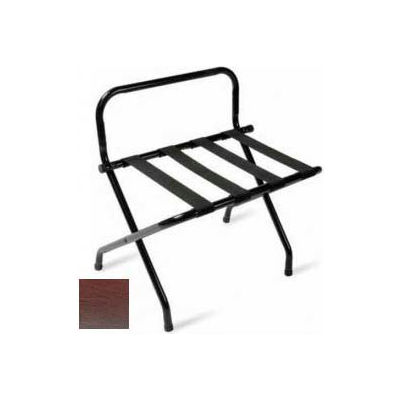 High Back Walnut Luggage Rack with Black Straps, 6 Pack - Pkg Qty 6