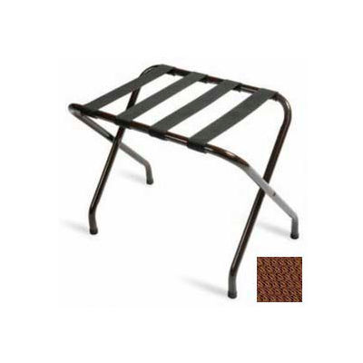 Flat Top Walnut Luggage Rack with Brown Straps, 6 Pack - Pkg Qty 6
