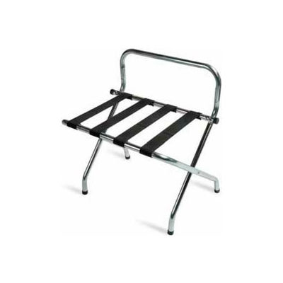 High Back Zinc Luggage Rack with Black Straps, 1 Pack
