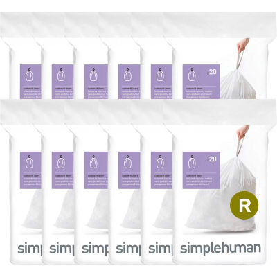 simplehuman® Trash pouvez Liner Code R - 2,6 gallon, 16,6 X 17.9, 0,98 Mil, blanc, Pack de 240