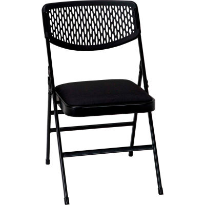 Bridgeport™ Ultra Comfort Commercial Fabric and Resin Mesh Folding Chair - Noir, Pack de 4