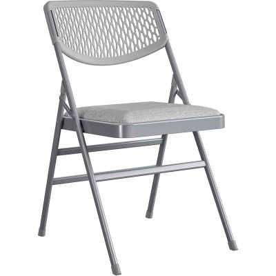 Bridgeport™ Ultra Comfort Commercial Fabric and Resin Mesh Folding Chair - Gris, Pack de 4