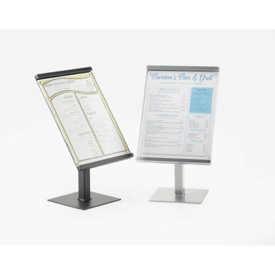Cal-Mil 1153-15-74 One by One 8" x 11" Metal Magnetic Sign Display 8-1/2"W x 7"D x 14-7/8"H Silver