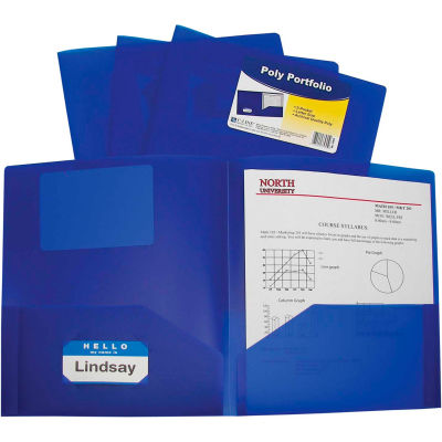 C-Line Products Two-Pocket Heavyweight Poly Portfolio Folder, Bleu, 25 Dossiers/Set
