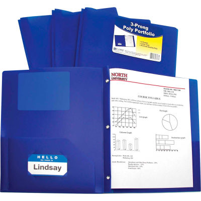 C-Line Products Two-Pocket Heavyweight Poly Portfolio Dossier avec Prongs, Bleu, 25 Dossiers/Set